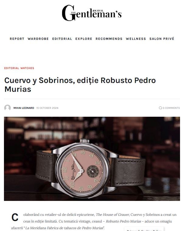 Robusto Pedro Murias watch by Cuervo y Sobrinos & The House of Grauer